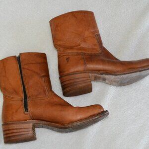 Vintage Frye Leather Campus Boots Saddle 9.5M Side Zip Up